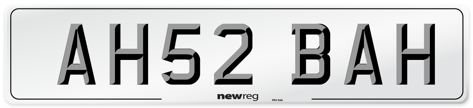 AH52 BAH Number Plate from New Reg